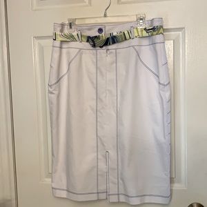 Stylish White cotton skirt with waist tie belt.